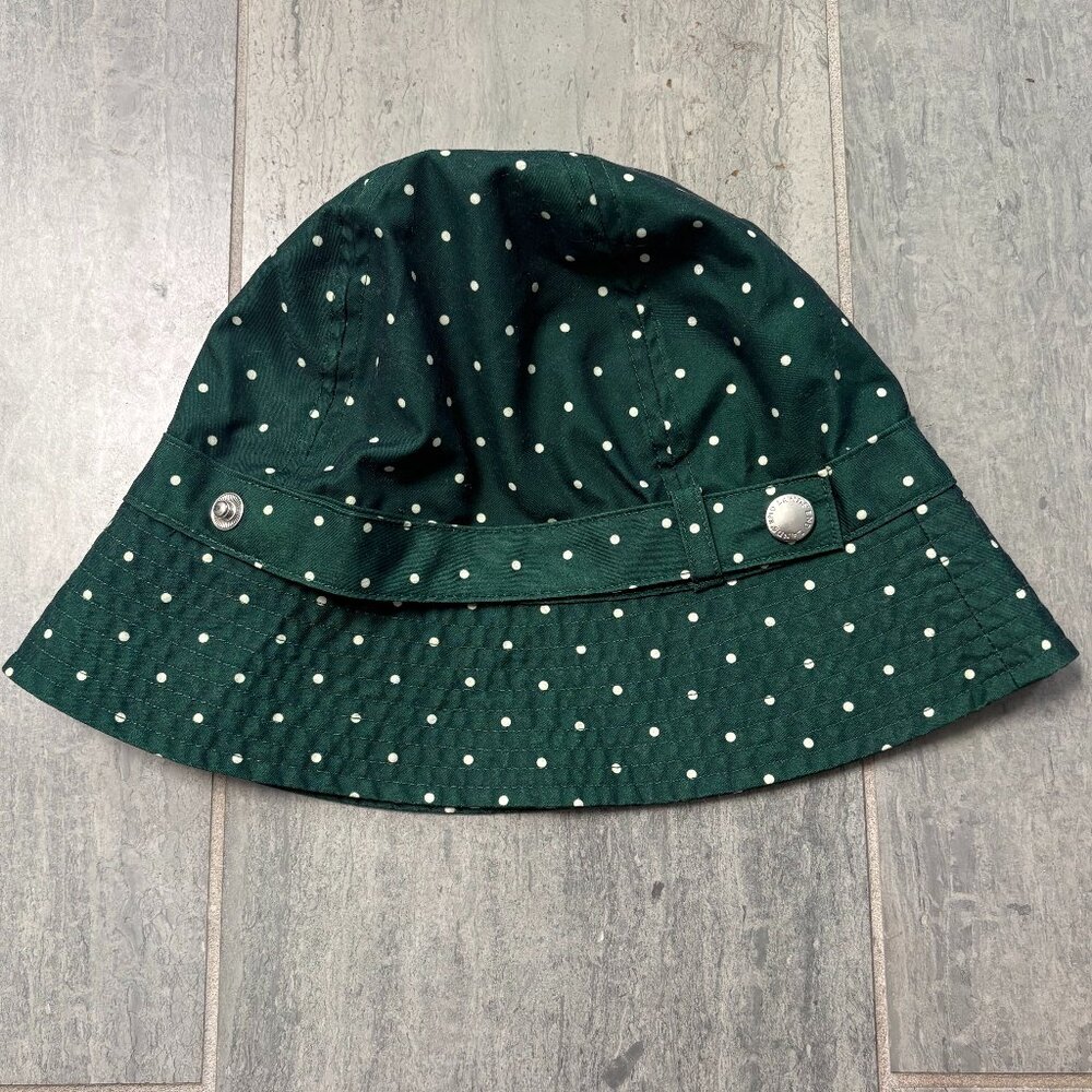 Lands’ End Waterproof Bucket Rain Hat Green Polka Dot S/M - Picture 2 of 8